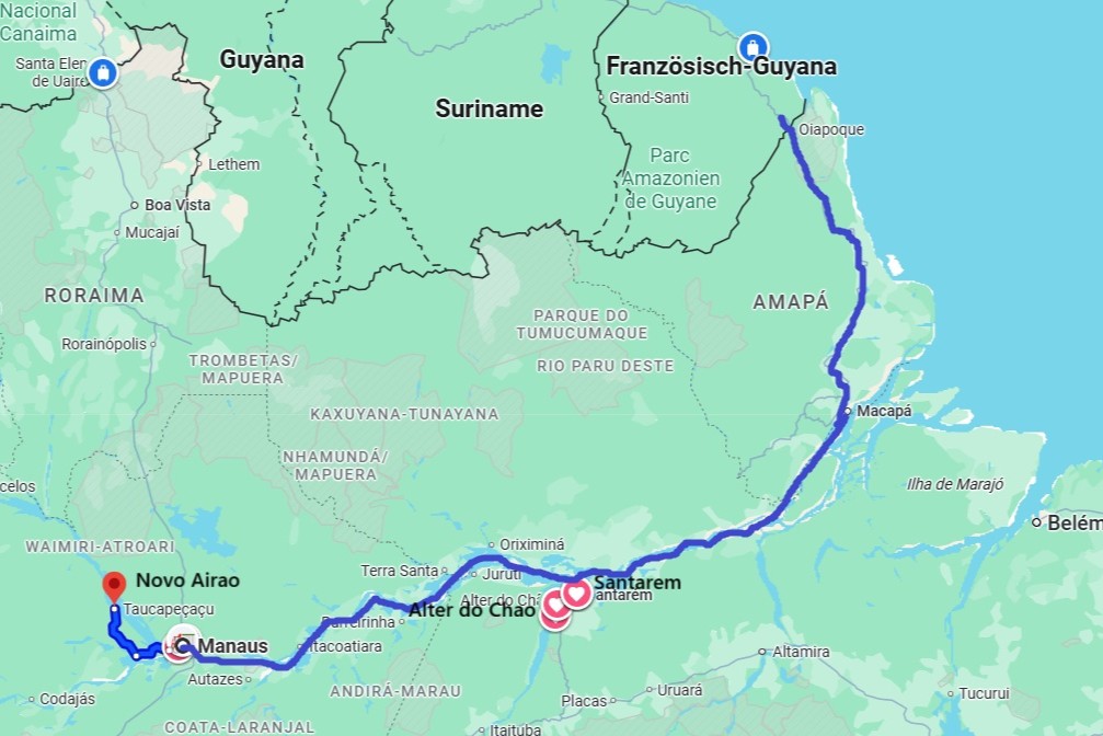 Oktober/ November 2025: Auf dem Amazonas an den Atlantik nach Europa